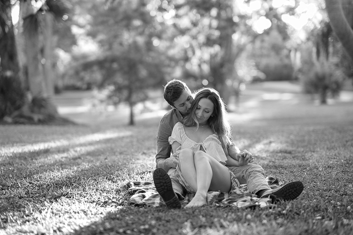 Romantic portrait of Ashley Aucoin and Laine Golay during their engagement shoot in Florida