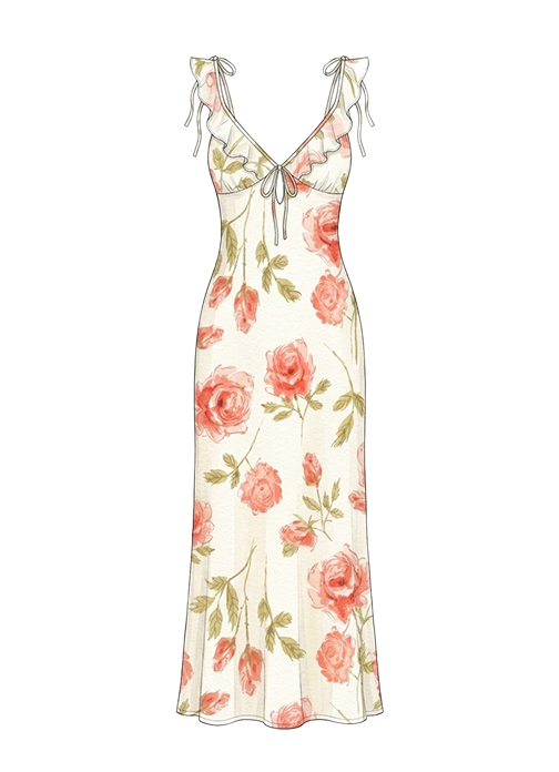 Example dress not to wear — cream rose print dress