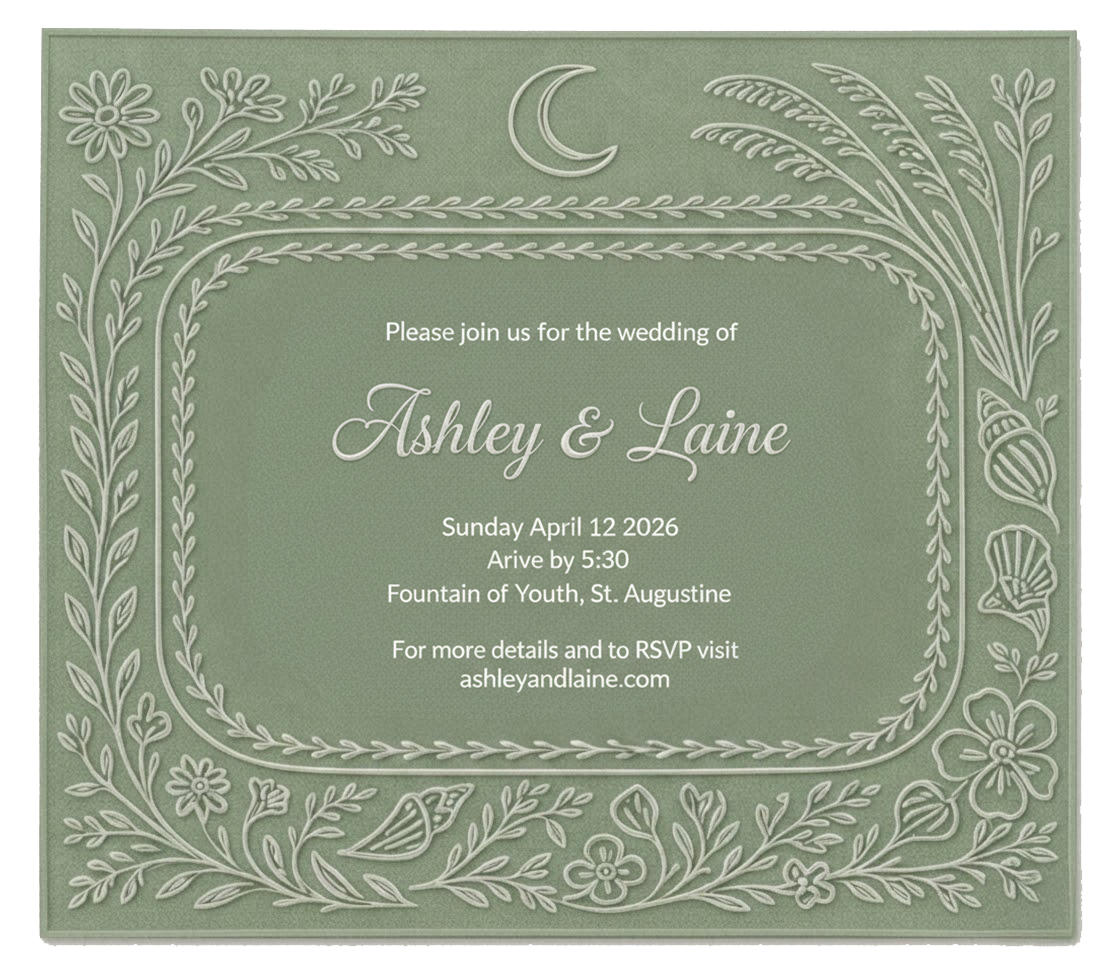 Wedding invitation for Ashley and Laine
